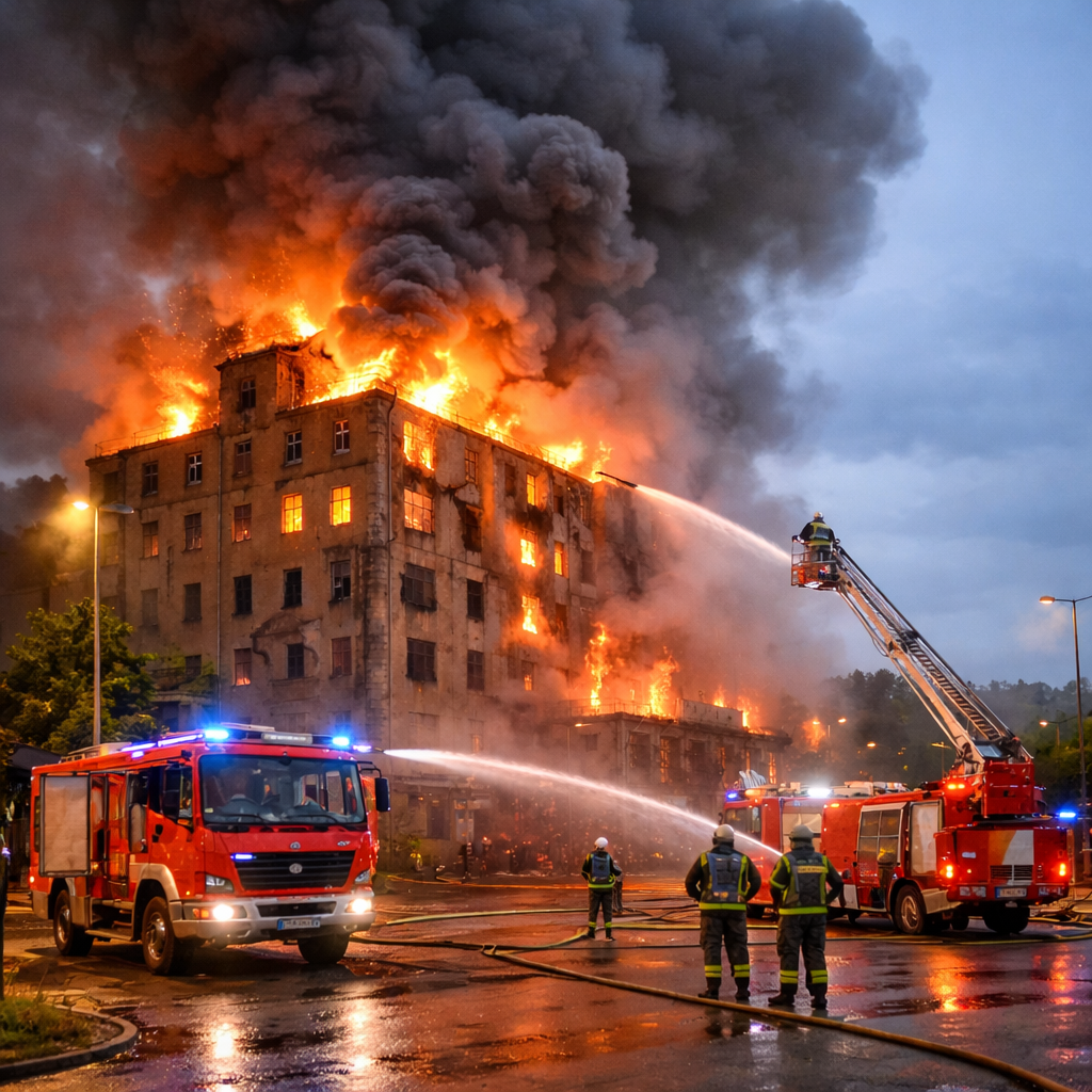 Gori Stari mlin u Obrenovcu: Gust dim prekrio grad, vatrogasci na terenu